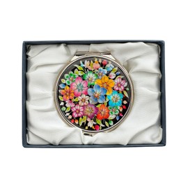 February Mountain Mother of Pearl Dual Magnification Compact Mirror – Gifts for Women, Mom, and Sister – Unique Birthday, Christmas Idea – Elegant and Travel-Friendly