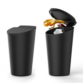 ShowEV Car Trash Can with Lid Leakproof Garbage Bin Door Pocket Car Interior Organizer Small Garbage Container Trash Can for Vehicle Cup Holder Home Office – Black