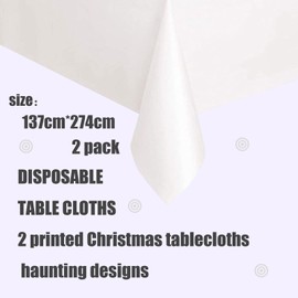 2Pc White Disposable TableCloth Table Covers,137*274cm King Charles Coronation Decorations Tablecloths Dining Tablecovers Plastic White Table Cloth Party for Picnic,Wedding,Coronation Party Decoration