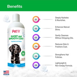 Pet Your Pet Natural Dog Shampoo for Short Coats – Hydrating Wash with Aloe, Argan & Coconut Oil – Deodorizing for Dachshunds, French Bulldogs & Boxers, Labrador Retriever – 16 oz