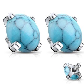 Forbidden Body Jewelry 14g Surgical Steel 5mm Synthetic Stone Dermal Top for Internally Threaded Anchor, Metal