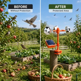 Solar Bird Repeller for Garden Protection – 3-in-1 Reflective Wind Spinner with Sound for Farms and Orchards