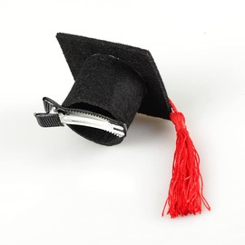 BinaryABC Graduation Hat Hair Clip,Mini Doctoral Cap Hair Clip,Graduation Party Supply Decoration,Graduation Hair Accessories (Red)