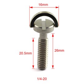 HJ Garden 2pcs 1/4-20 Thread D-Ring Stainless Steel Camera Fixing Screws for Camera Tripod Monopod QR Plate,D Shaft Quick Release Plate Mounting Screw 26mm Length