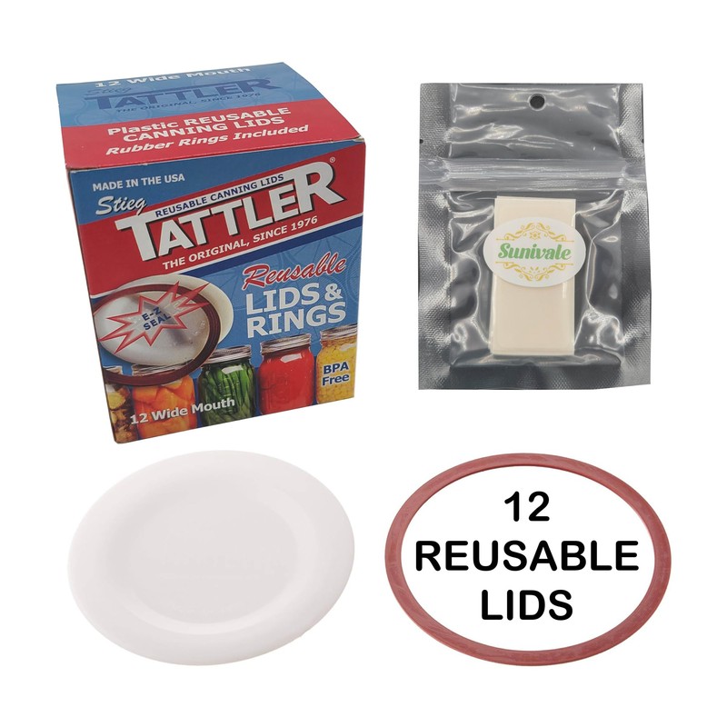 Reusable Canning Lids Bundle Includes 12 Wide Mouth Tattler Lids