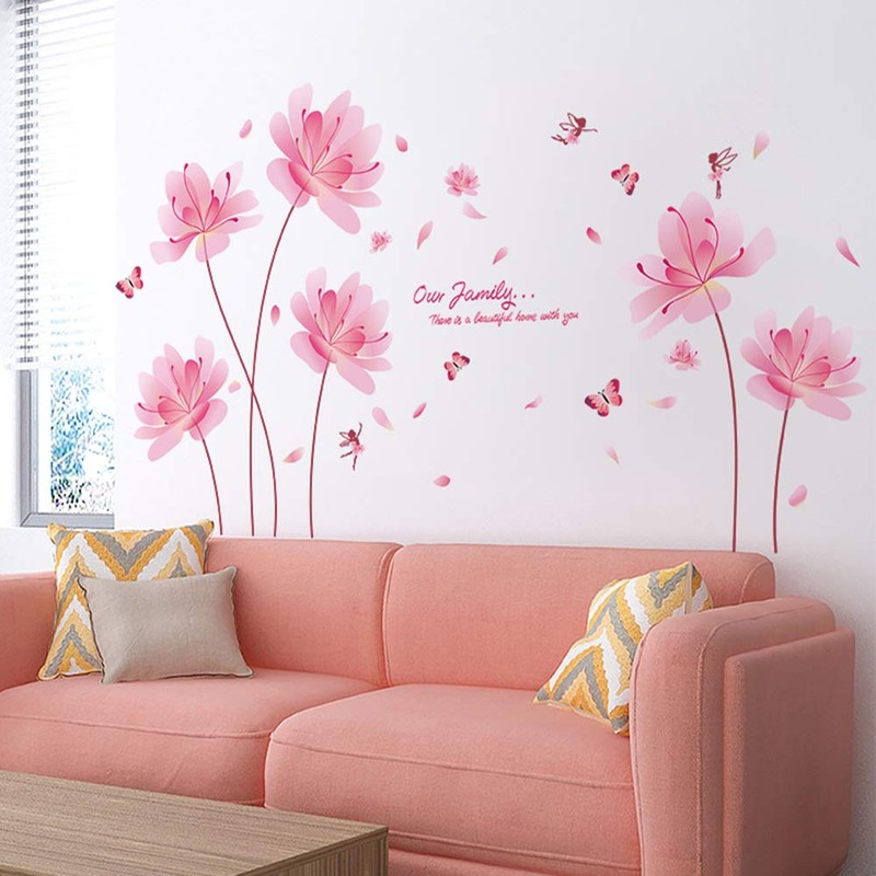 Fuji Toya M0383 Wall Sticker, Flower, Purple, Cute, Wall Decor,