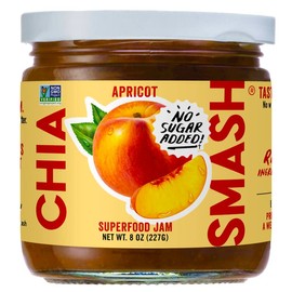 Chia Smash Fruit Jam | Subtly Sweet Keto Jam Made with Upcycled Berries and Other Simple Ingredients | Low-Calorie, Paleo, Superfood Fruit Jam No Sugar Added (Apricot, 1 Jar)