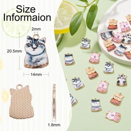 Stiesy 40Pcs 5 Styles Enamel Cat Charms Pendants Pet Kitten Charms Colorful Printed Cat Charms Cute Animal Dangle Charms for DIY Crafts Jewelry Making