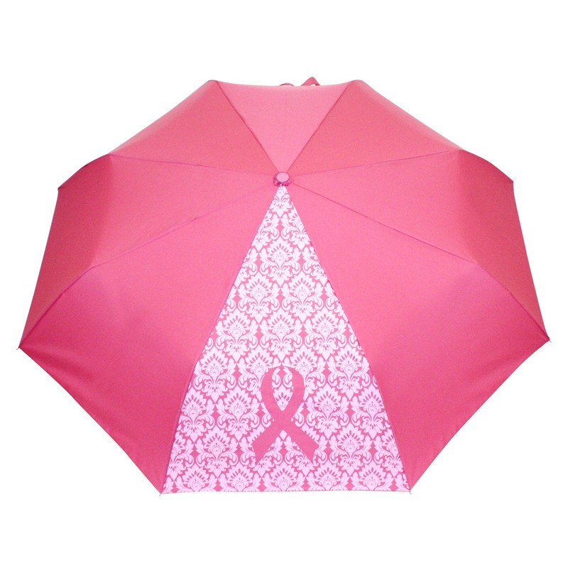 Pink Ribbon Damask Umbrella