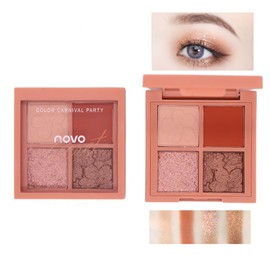 UNYOKE Cherry Blossoms 4 Colors Eyeshadow Long Lasting Mini Palette, Eye Shadow Palette, Daily Natural Color, Long Lasting, Mixable, Colorful, Velvet Texture, Matte&Shimer, High Pigment-03# Brown