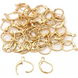 50 Gold Plated Leverback Earrings Earring Findings 13mm