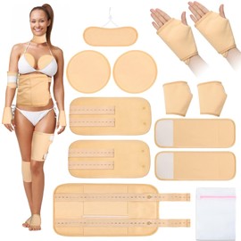 Autanch 11 Pcs Castor Oil Pack Wrap, Reusable Castor Oil Pack Kit for Neck Chest Waist Knee Feet and Hand, Adjustable Elastic Strap, Machine Washable for Full-Body Relief, Waterproof & Anti Oil Leak