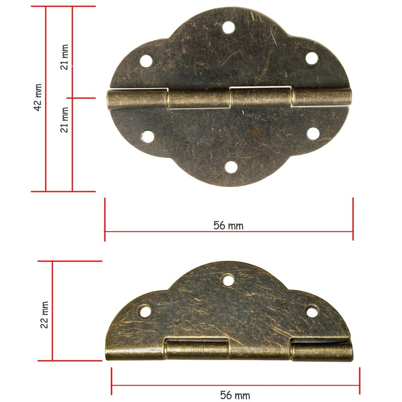FUXXER® 6x Classic Metal Hinges Antique Iron Design Furniture 56x42mm