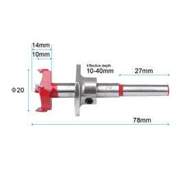flintronic Forstner Drill Bit, 20mm Adjustable Positioning Drill Bit Set, Cemented Carbide Woodworking Hole Saw with Depth Stoper (Depth Range 10~40mm) Making Wood Hole Quickly&Precisely