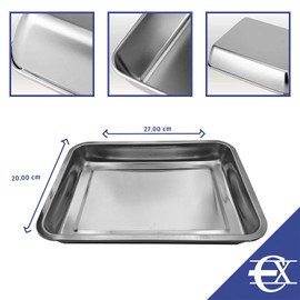 EUROXANTY Baking Tray | Non-Stick Baking Tray | Carbon Steel Tray | Easy Cleaning | Meat and Fish Roast or Lasagnes and Pastries | (27 x 20 Silver)