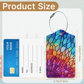 3 Pcs Luggage Tags for Suitcase, Colorful Irregular Glass Travel Cruise Luggage Tag with Privacy Flap, Name ID Label and Metal Loop for Women Men Baggage Handbag School Bag Backpack