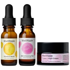 Mad Hippie Skin Brightening Kit – Vitamin C Serum, AHA Exfoliating Peel + Triple C Night Cream, Travel Essentials