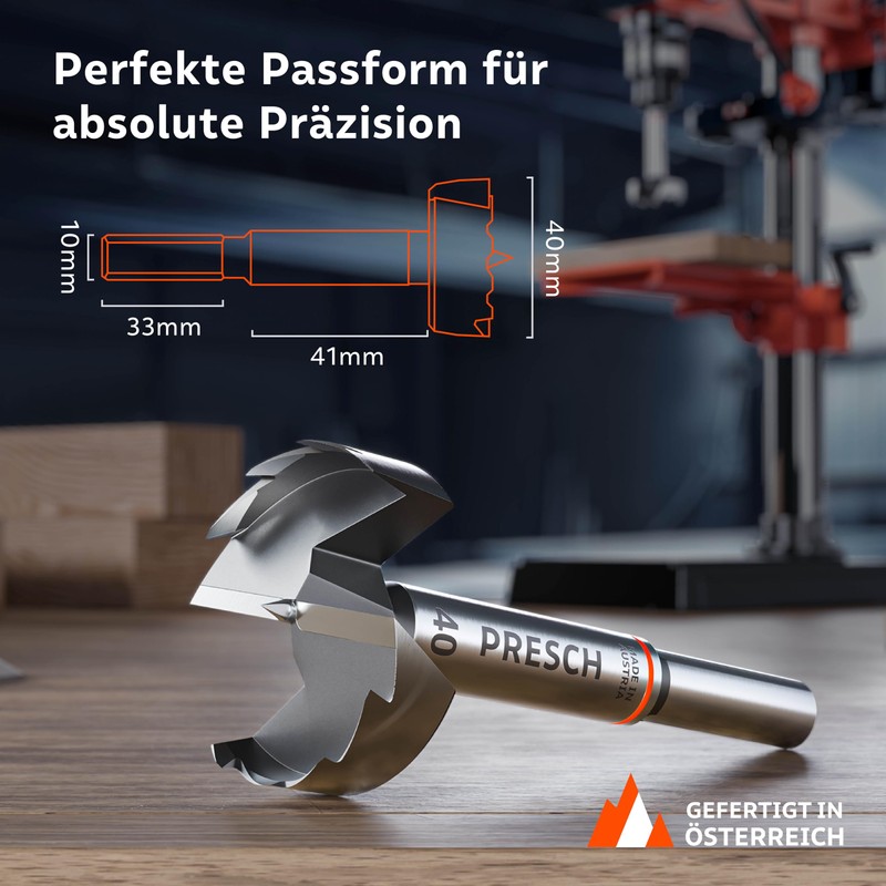 Presch Forstner drill bit, diameter 40 mm, extremely sharp, durable