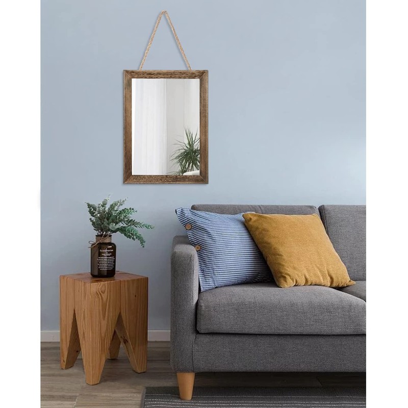AAZZKANG Rustic Wood Mirror Rectangle Decorative Wall Mirrors with Frame