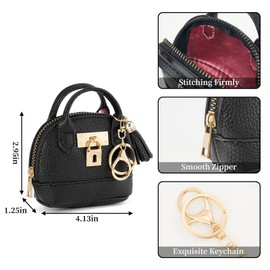 ZOUIQSS Coin Purse Mini Handbag Keychain for Women Creative Keychain Makeup Bag Coin Purse with Zipper, Style2-black