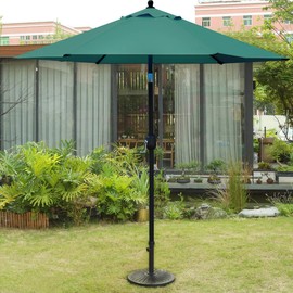 Sunnyglade 7.5' Patio Umbrella Outdoor Table Market Umbrella with Push Button Tilt/Crank, 6 Ribs (Dark Green)
