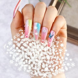 30Sheets Snowflake Nail Art Stickers 3D White Snowflakes Snowmen Santa Claus Elk Snow Design Shiny Decals for Women Girls Holiday DIY Nail Decorations