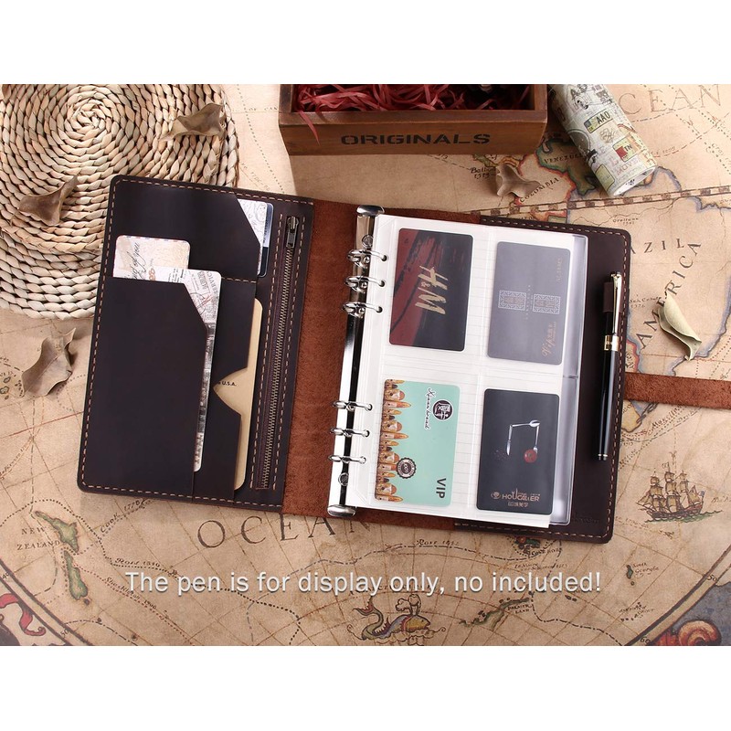 Refillable Leather Journal Writing Notebook, A5 Leather Travel Journal with