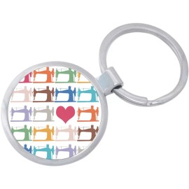 Sewing Machine Love Keychain - Includes 1.25 Inch Loop for Keys or Backpack