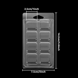 FVIEXE 150 Pack Wax Melt Containers Molds, 8 Cavity Plastic Wax Melt Cube Clamshells Clear Empty Clam Shells for Wickless Tarts Wax Melts Candles, Square Shape