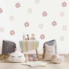 BBTO Daisy Wall Decal Flower Vinyl Wall Decals Daisy Stickers Floral Decals Peel and Stick for Nursery Art Bedroom Living Room(Simple Style,Pastel Color)