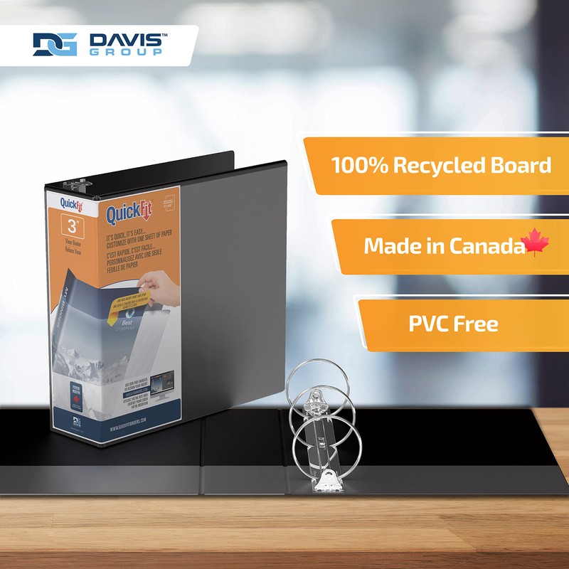 QuickFit View Binder, 3 Inch, Round Ring, Black, 6 Pack