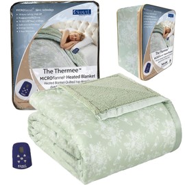 Micro Flannel Shavel Heating Technology Luxuriously Soft & Warm Floral Patterned Sherpa Electric Blanket Twin, 62x84 - Toile Celadon