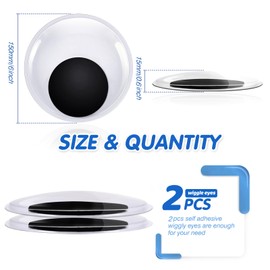 TOAOB 2pcs Giant Googly Eyes 6 Inch Plastic Wiggle Eyes with Self Adhesive White Googly Eyes for DIY Crafts Home Decoration