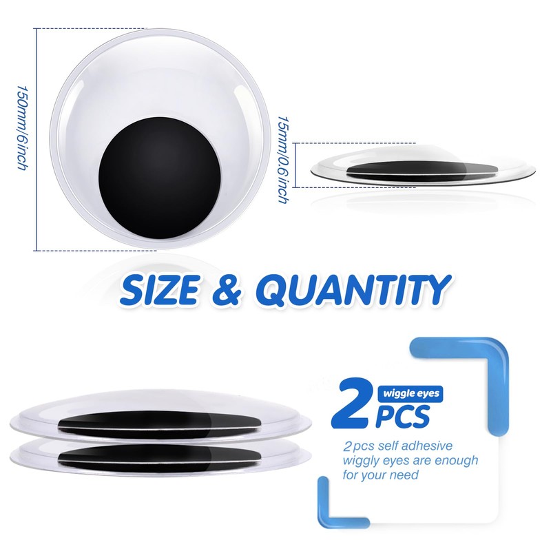 TOAOB 2pcs Giant Googly Eyes 6 Inch Plastic Wiggle Eyes