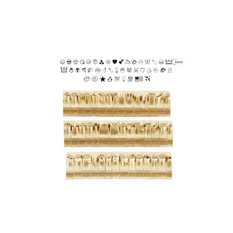 ZONEPACK 3mm Funny Flexible Brass Letters Mini Symbol Hot Stamping