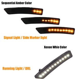 GTINTHEBOX for 2016 2017 2018 2019 2020 2021 2022 Lincoln Nautilus MKX Side Marker Light Front Bumper Sequential Signal Lamp Smoked Lens Swithback Amber & White LED