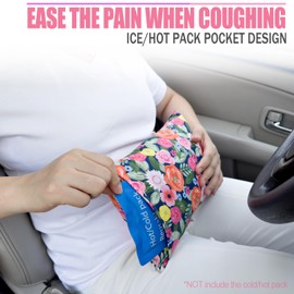 BNRendles Hysterectomy Pillow Pocket Tummy Pillows, Hysterectomy Recovery Gifts, Ice Pack Not Included, Small Portable Abdominal Cushion After Surgery Post C-Section Women Painting Flower