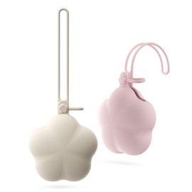 Pacifier Holder Case, Portable Pacifier Storage Case, Flower Shape, 100% Food Grade Silicone Binky Holder for Baby Girls,BPA Free, 2Pcs