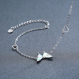 CUOKA MIRACLE Butterfly Bracelet 925 Sterling Silver Opal Bracelet Adjustable Butterfly Jewelry Gifts for Women Teens Birthday