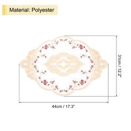 sourcing map Retro Lace Placemat 12x17-in Oval Embroidered Table Place Mats French Crochet Doilies Coasters Cup Mat for Home Wedding, Beige