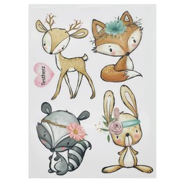 Iron-On Transfer Set for Textiles DIN A4 Children Girls Boys Dinosaur Unicorn Large Small Iron-On Patch for Iron-On (6 - Forest Animals)