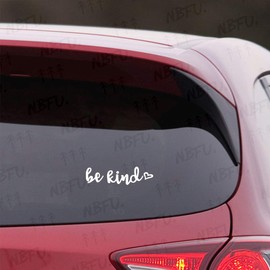 NBFU Be Kind Quotes Heart (White) (Set Of 2) Premium Waterproof Vinyl Decal Stickers For Laptop Phone Accessory Helmet Car Window Bumper Mug Tuber Cup Door Wall Decoration
