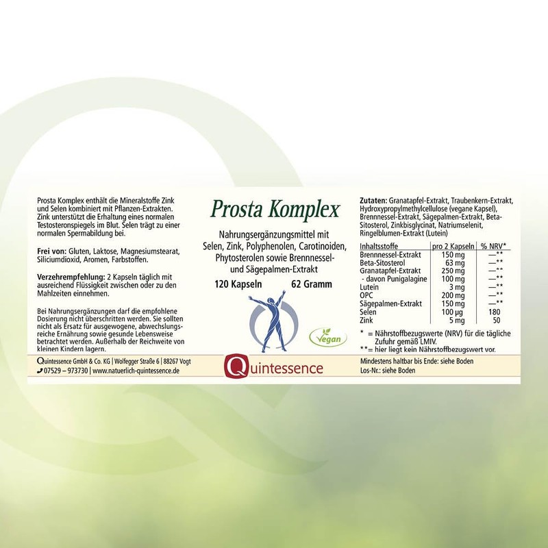 Quintessence Prosta Complex 120 Capsules, High Dose, High-Quality Blend of