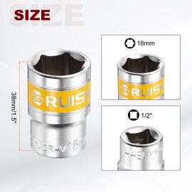 HARFINGTON 4pcs 1/2" Drive 6 Points Socket 18mm Metric Shallow Impact Socket CR-V Steel Flip Socket Spindle Axle Nut Impact Socket for Home Auto Hex Nuts Bolts Repair, Silver Yellow