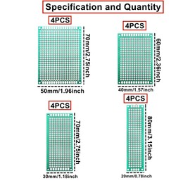 HUAZIZ 68 PCB Board Kits, 16 Pieces Double-Sided PCB Prototype Cards, 16 Pieces Male Female 40 Pin Header, 16 Pieces 2P/3P Screw Terminal, 20 Pieces Nylon Column