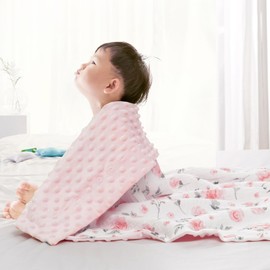 david's kids Muslin Baby Blanket for Girls, Soft Lightweight Blanket with Muslin Cotton Front, Dotted Fleece Backing, Breathable Receiving Blanket for Newborns, 30x40 Inches, Floral