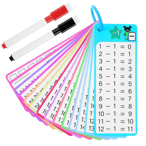 HJZHII Pack of 15 Flashcards with 2 Dry Wipe Markers,