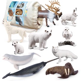 Volnau Sea Creature Toys Figures 9PCS Arctic Circle Ocean Animals Figurines for Toddlers Kids Christmas Decoration Gift Plastic Fish Preschool Pack and Bath Polar Bear Set