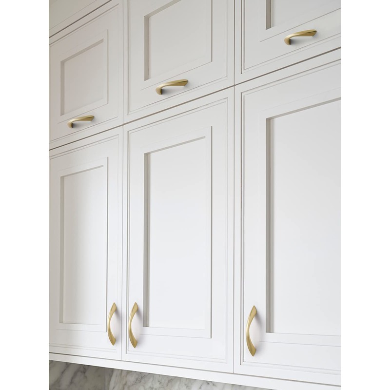 JIASENBAO Brushed Gold Cabinet Pulls 3 Inch Arch Twisted Brass