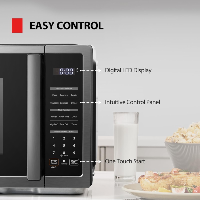 TOSHIBA ML4-EM09PA(BS) Small Countertop Microwave Oven with 6 Auto Menus,